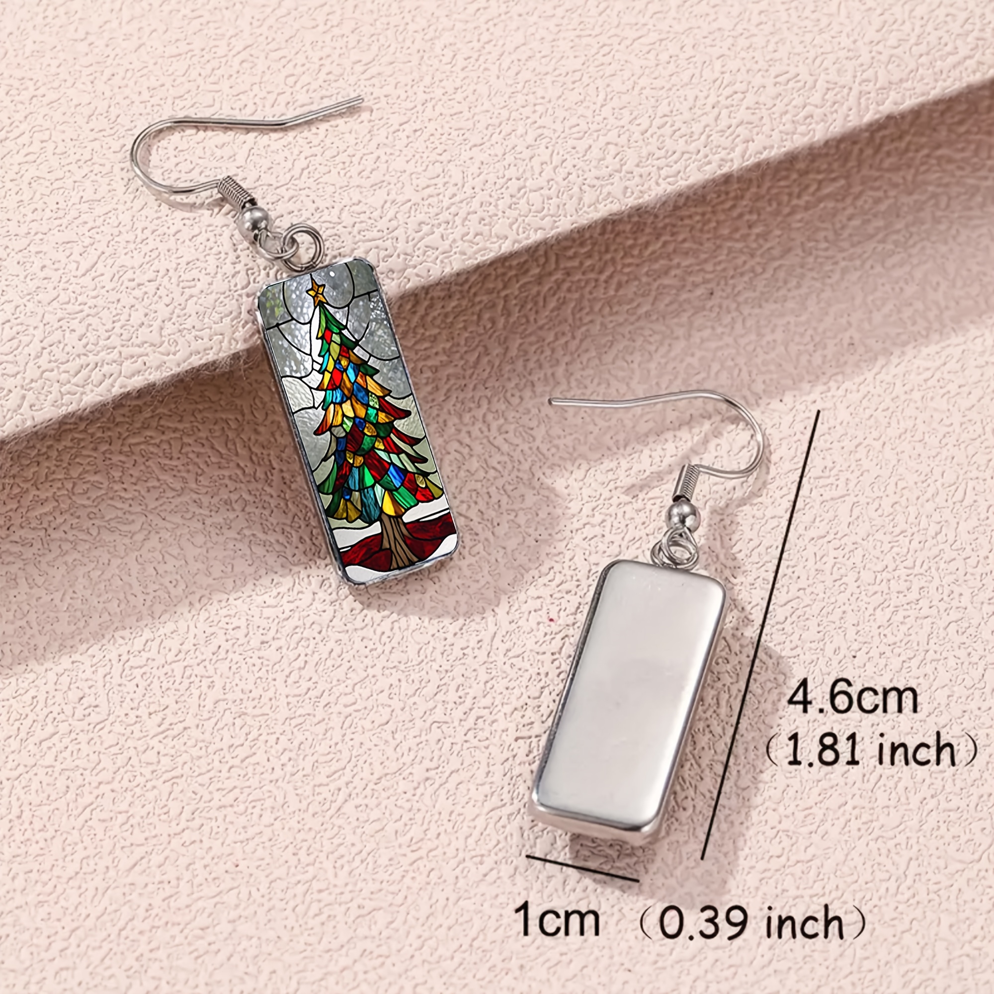 Colorful Christmas Tree Pattern Long Hoop Earrings